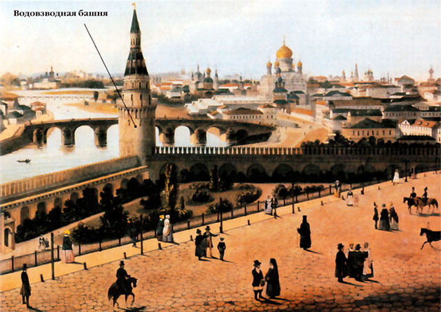 Вид на кремлевскую стену в XIX веке