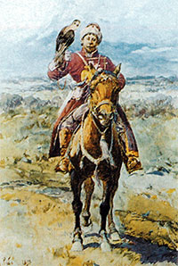 Сокольничий на коне. Ф. Рубо