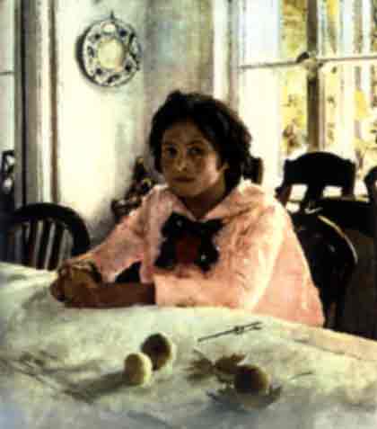 Экспонат галереи - картина Серова "Девочка с персиками"